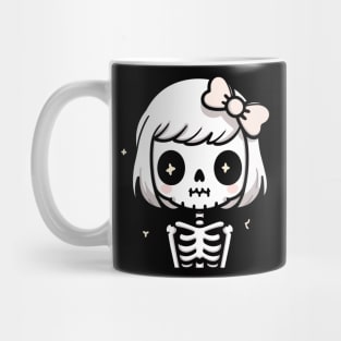Cute Girl Skeleton Ghost with a Bow | Cute Halloween Costume for Girls Mug